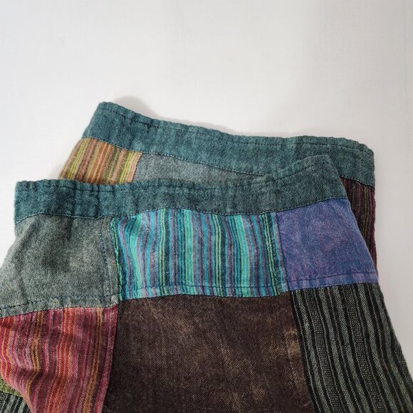 Ark Imports Nepal Colorful Patchwork High Rise Wide Leg Crop Pants - Picture 7 of 7